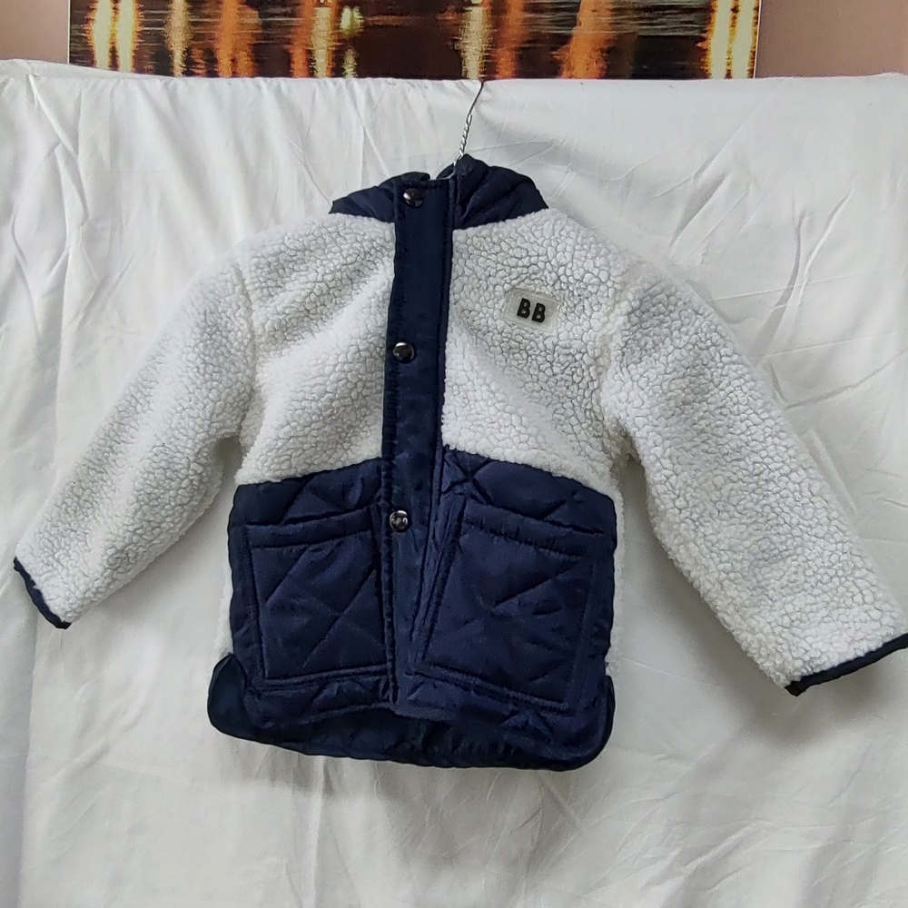 Cozy White and Navy Kids Puffer Jacket